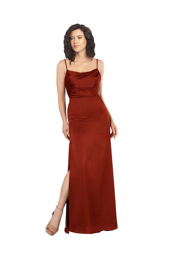 Silky Satin Square Neck Low Back A-Line Red Prom Dress Canada Factory