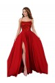 Spandex & Lace Square Neck Open Back A-Line Red Prom Dress Canada Factory