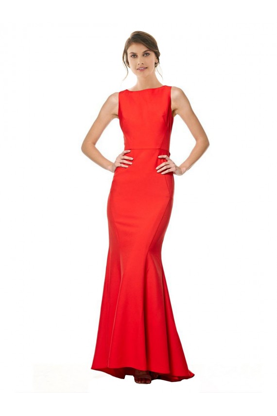 Stretch Crepe High Neck Open Back Mermaid Red Prom Dress Canada Factory