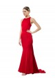 Stretch Crepe High Neck Open Back Mermaid Red Formal Evening Gown Canada Factory