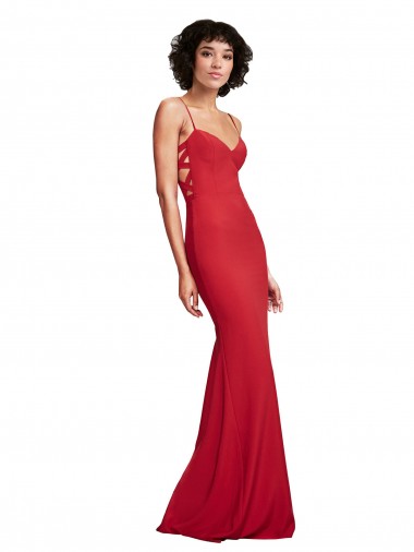 Stretch Crepe Spaghetti Straps Mermaid Red Prom Dress Canada Factory