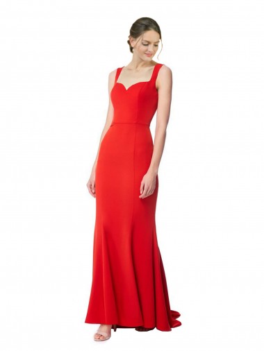 Stretch Crepe High Neck Mermaid Red Long Prom Dress Canada Factory