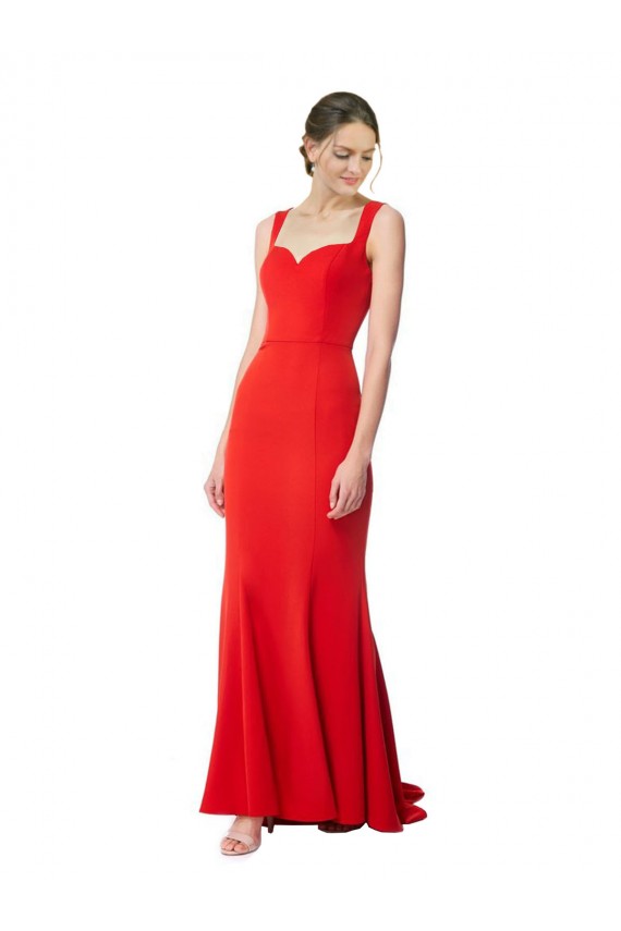 Stretch Crepe High Neck Mermaid Red Long Prom Dress Canada Factory