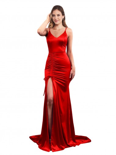 Stretch Satin Sweetheart Low Back Mermaid Red Long Prom Dress Canada Factory