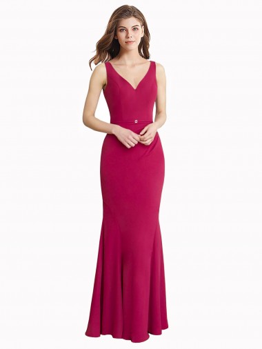 Soft Chiffon High Neck V-Back Mermaid Red Prom Dress Canada Factory
