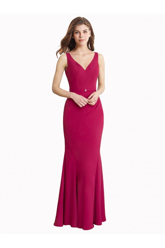 Soft Chiffon High Neck V-Back Mermaid Red Prom Dress Canada Factory