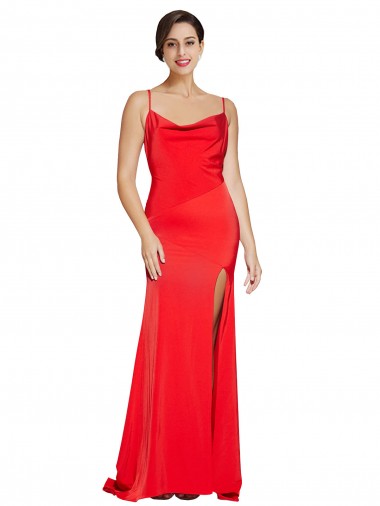 Stretch Satin Strapless Low Back Sheath Red Prom Dress Canada Factory