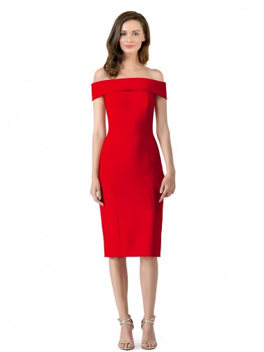 Stretch Crepe Off the Shoulder Sheath Red Prom Dress Canada Factory