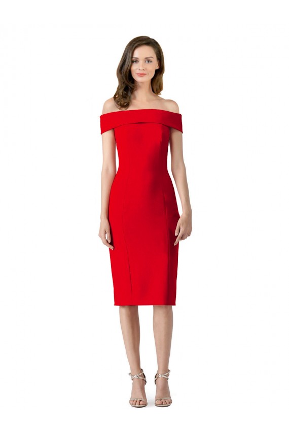 Stretch Crepe Off the Shoulder Sheath Red Prom Dress Canada Factory
