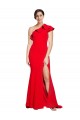 Stretch Crepe One Shoulder Sheath Red Prom Dress Canada Factory