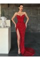 Velvet Sequin V-Neck Sheath Red Prom Dress Canada Factory
