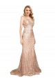 Sequin & Sparkling Sequin V-Neck V-Back Mermaid Rose Gold Plus Size Formal Prom Dress Canada Factory