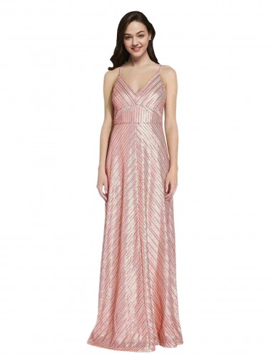 Sequin V-Neck Low Back Sheath Rose Gold Prom Dress Canada Factory