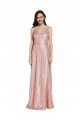 Sequin V-Neck Low Back Sheath Rose Gold Prom Dress Canada Factory
