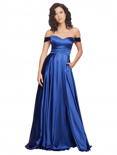 Stretch Satin Sweetheart A-Line Royal Blue Prom Dress Canada Factory