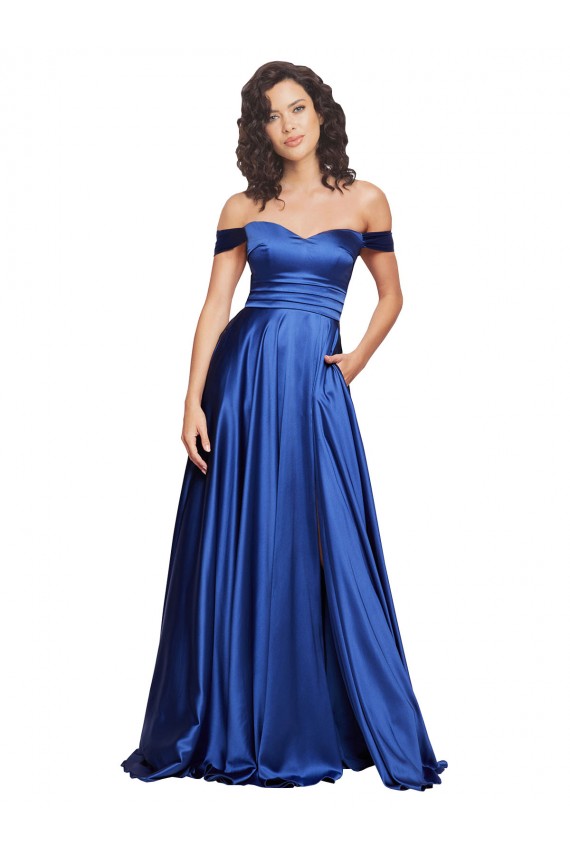 Stretch Satin Sweetheart A-Line Royal Blue Prom Dress Canada Factory
