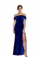 Stretch Velvet Off the Shoulder Mermaid Royal Blue Prom Dress Canada Factory