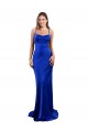 Silky Satin Cowl Neck Open Back Sheath Royal Blue Prom Dress Canada Factory