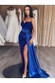 Velvet Sequin Sweetheart Sheath Royal Blue Prom Dresses Canada Factory