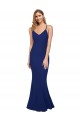 Stretch Crepe V-Neck Open Back Sheath Royal Blue Prom Dress Canada Factory