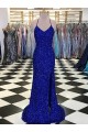 Velvet Sequin V-Neck Sheath Royal Blue Prom Dress Canada Factory