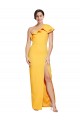 Stretch Crepe One Shoulder Sheath Saffron Prom Dress Canada Factory