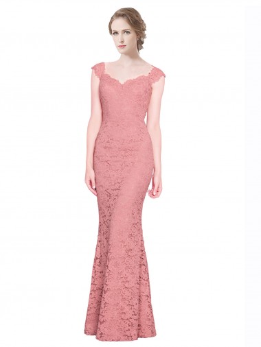 Lace Strapless Mermaid Salmon Long Prom Dress Canada Factory