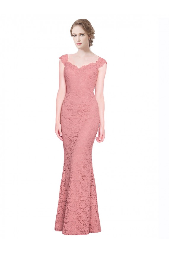 Lace Strapless Mermaid Salmon Long Prom Dress Canada Factory