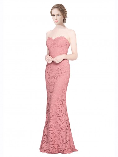 Lace Strapless Mermaid Salmon Prom Dress Canada Factory