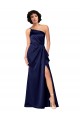 Silky Satin One Shoulder A-Line Sapphire Black Tie Prom Dress Canada Factory
