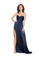 Silky Satin High Neck Low Back A-Line Sapphire Prom Dress Canada Factory