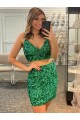 Velvet Sequin V-Neck Sheath Shamrock Green Prom Dress Canada Factory