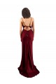 Silky Satin Cowl Neck Long Sheath Burgundy Prom Dress Canada Factory