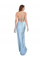 Silky Satin Cowl Neck Open Back Sheath Light Sky Blue Prom Dress Canada Factory