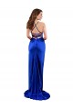 Silky Satin Cowl Neck Open Back Sheath Royal Blue Prom Dress Canada Factory