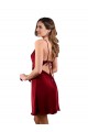 Silky Satin Cowl Neck Open Back Sheath Burgundy Prom Dress Canada Factory
