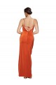 Stretch Satin Cowl Neck Open Back Sheath Rust Prom Dress Canada Factory