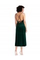 Stretch Velvet Cowl Neck Open Back Sheath Dark Green Black Tie Prom Dress Canada Factory
