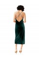 Stretch Velvet Cowl Neck Open Back Sheath Dark Green Prom Dress Canada Factory