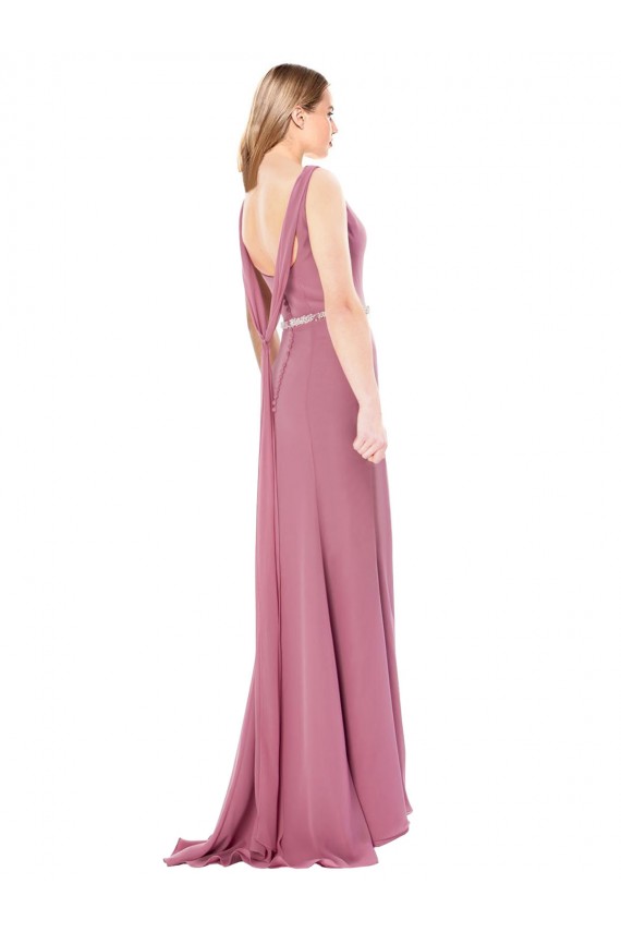 Soft Chiffon High Neck Low Back Sheath Prom Dress Canada Factory