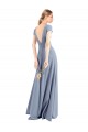 Stretch Crepe High Neck Sheath Smoke Blue Long Prom Dress Canada Factory