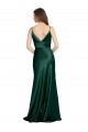 Stretch Satin High Neck V-Back Sheath Hunter Prom Dress Canada Factory
