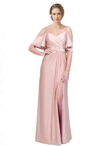 Silky Satin Off the Shoulder Low Back Sheath Prom Dress Canada Factory