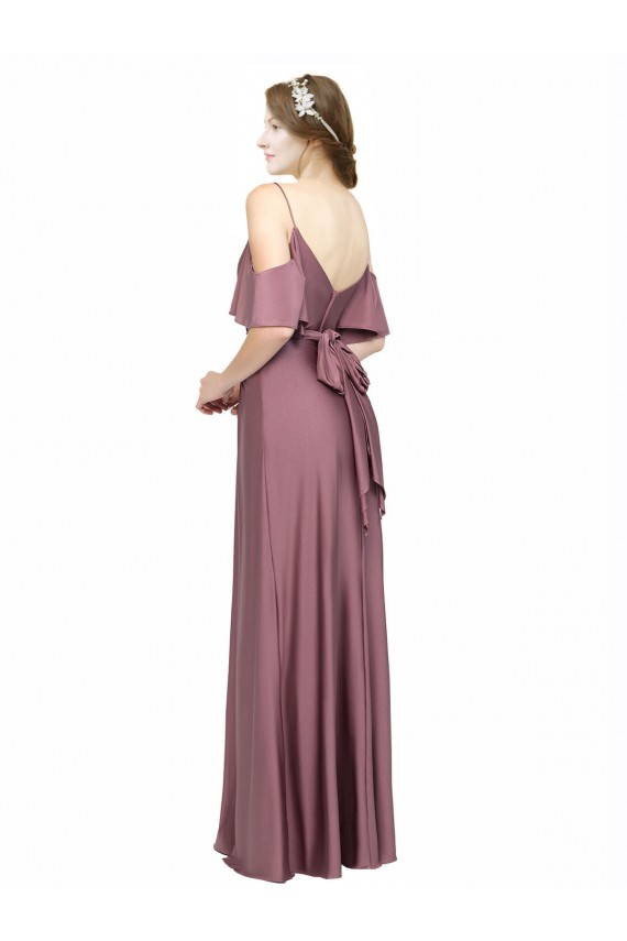 Silky Satin Off the Shoulder Low Back Sheath Prom Dress Canada Factory