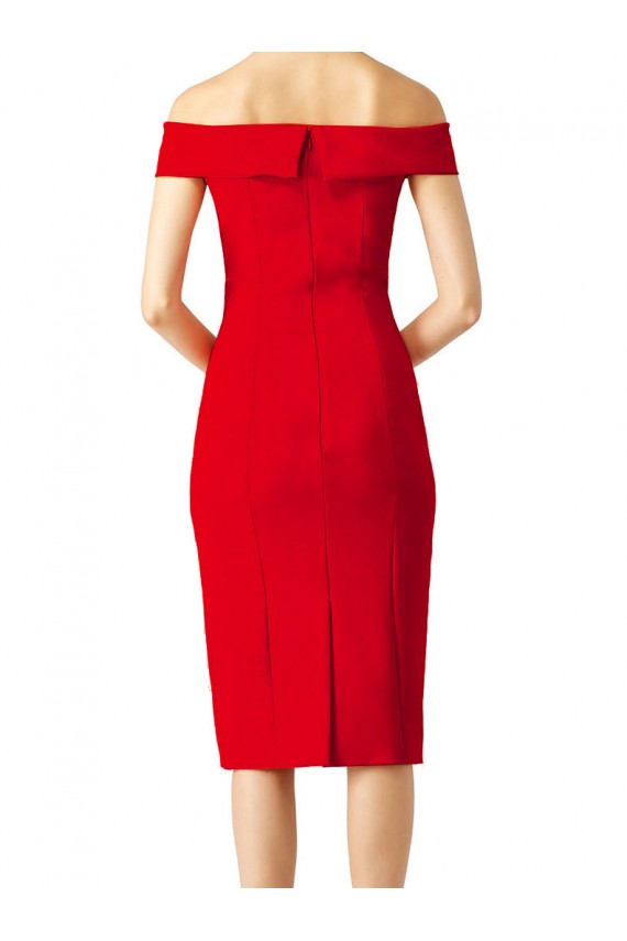 Stretch Crepe Off the Shoulder Sheath Red Prom Dress Canada Factory