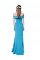 Stretch Crepe Off the Shoulder Sheath Peacock Blue Prom Dress Canada Factory