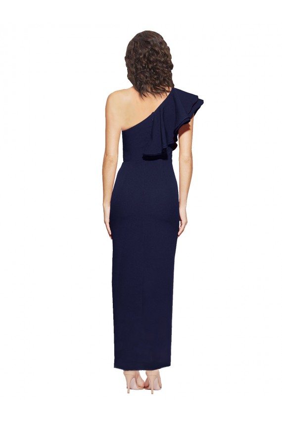 Stretch Crepe One Shoulder Sheath Dark Navy Prom Dress Canada Factory