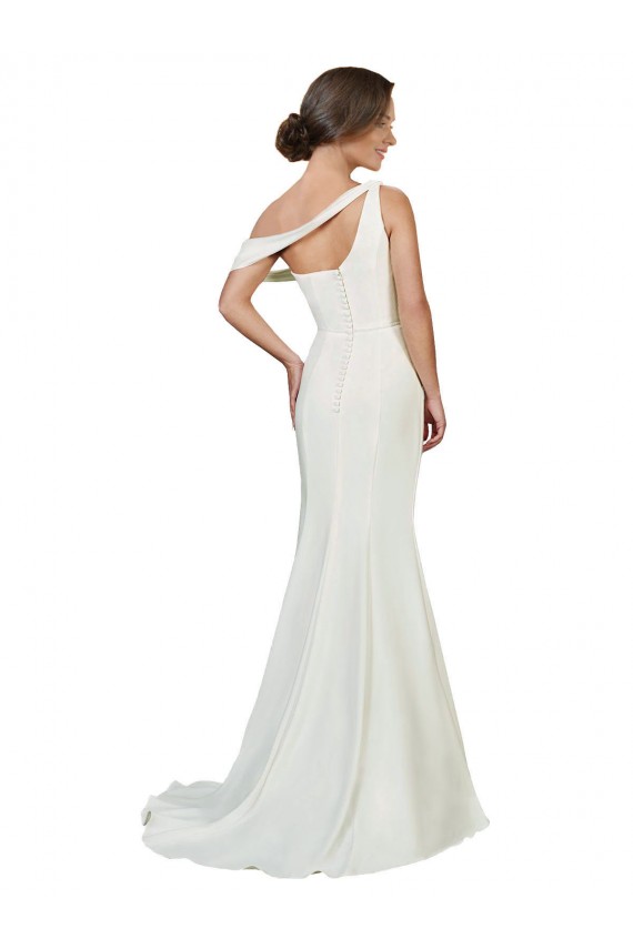 Stretch Crepe One Shoulder Sheath Ivory Prom Dress Canada Factory