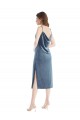 Stretch Velvet One Shoulder Sheath Dusty Blue Prom Dress Canada Factory
