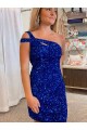 Velvet Sequin One Shoulder Sheath Fuchsia Prom Dresses Canada Factory